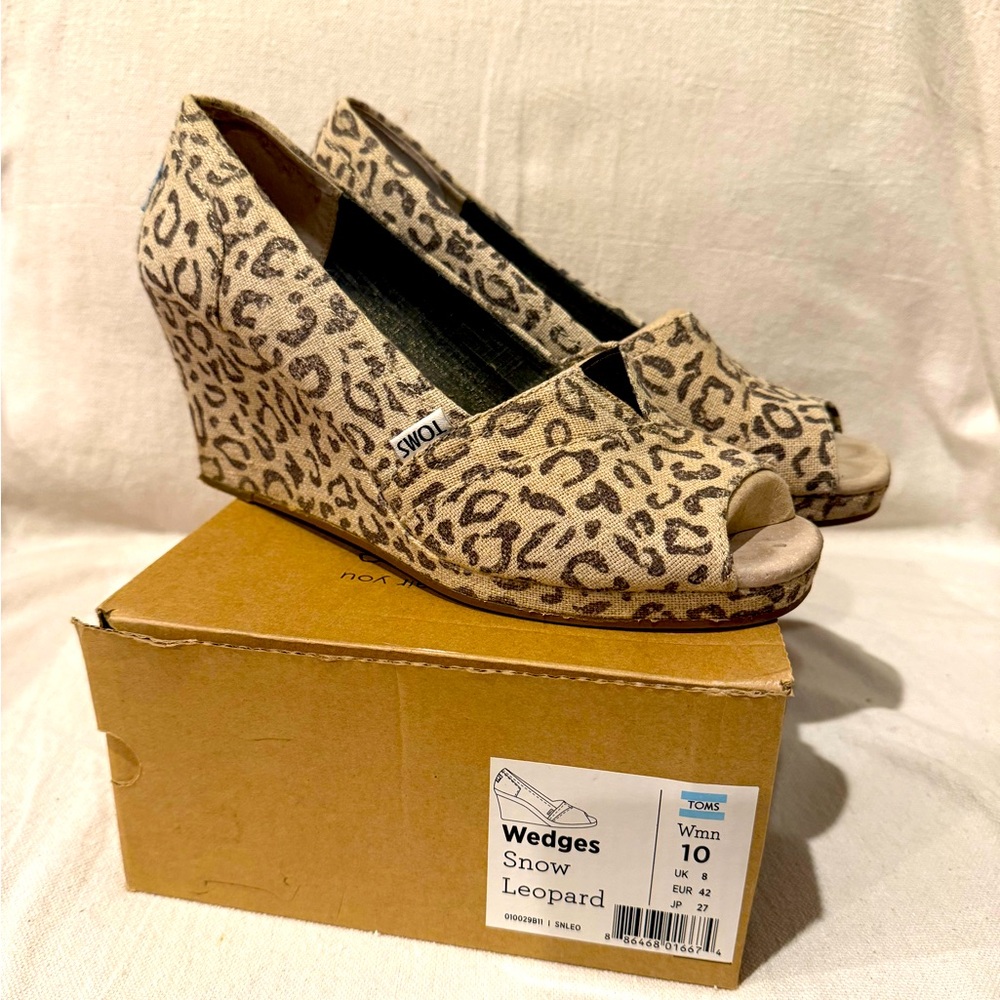 Tom’s, snow Leopard canvas wedge